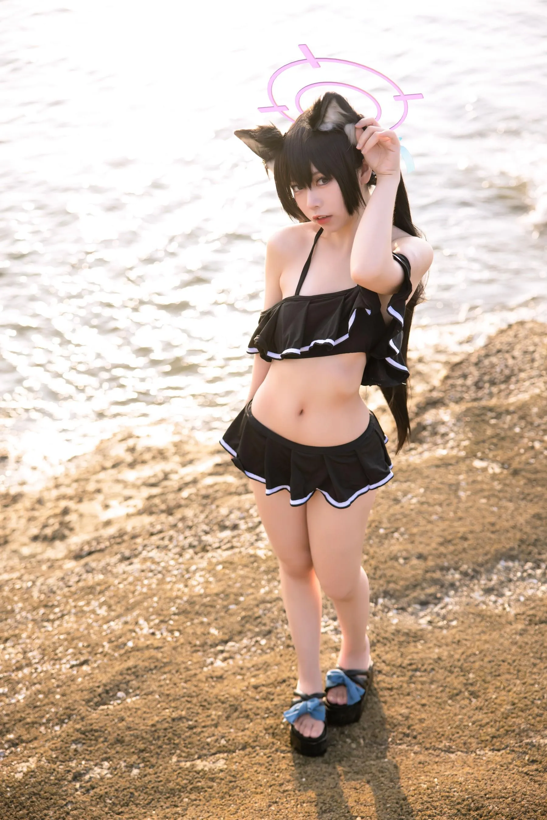 G44不会受伤 – NO.80 碧蓝档案 黑見芹香 海边泳装 [21P]插图7